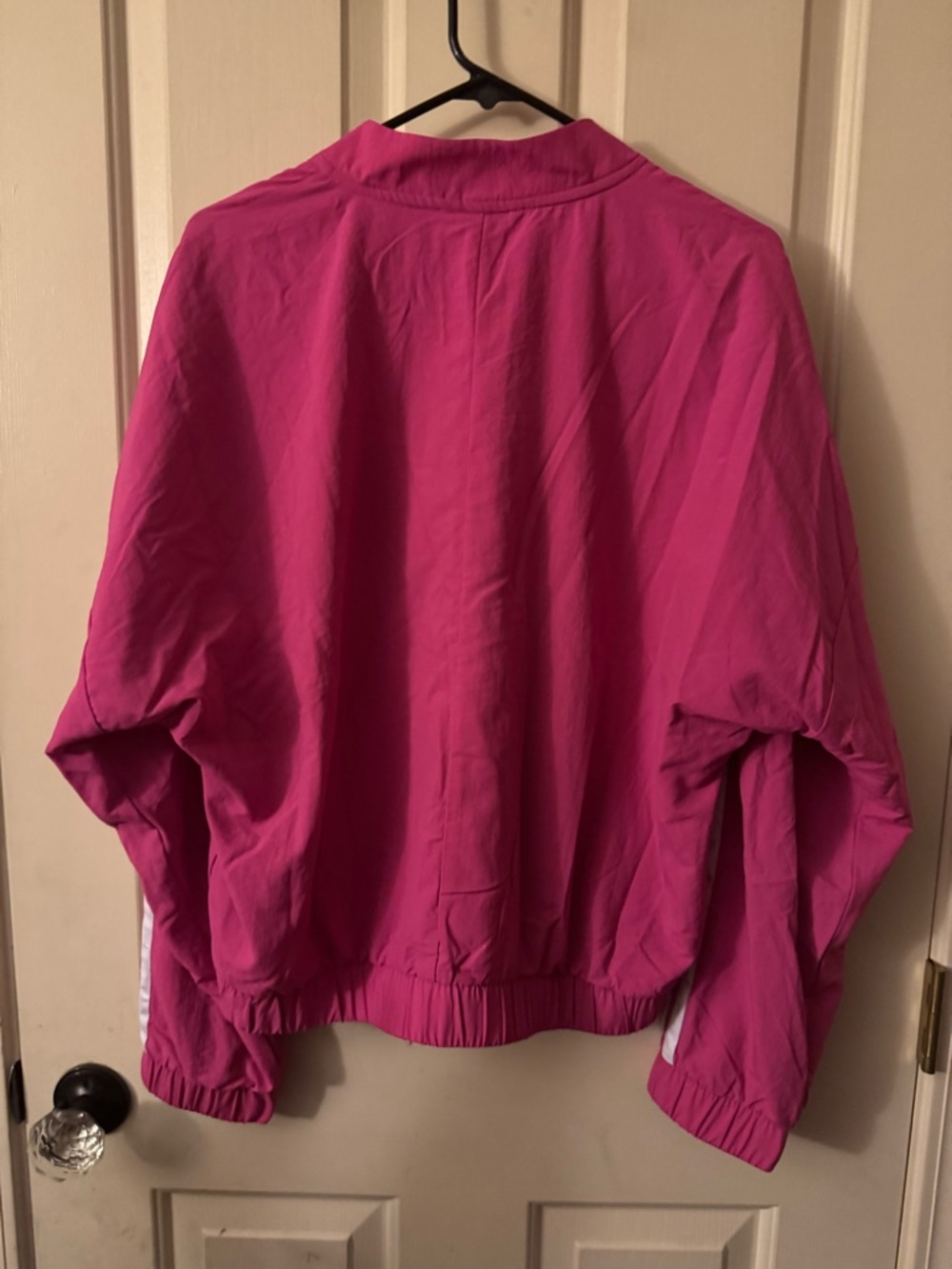 adidas Hot Pink Pullover Jacket with White Stripes - Picture 2 of 3